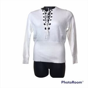 NWT LINE + DOT Cream Lea Grommet Knit Top Sz S